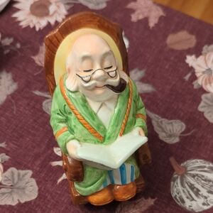 Vintage Lefton Green and Brown Ceramic Bank